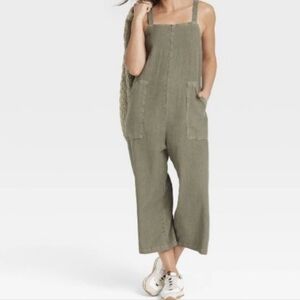 Universal Thread Women's Jumpsuit - Brown Cropped Wide Leg Linen NWT